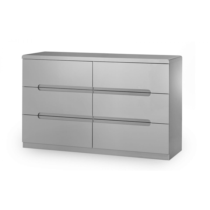 Manhattan 6 Drawer Wide Chest In Grey Finish - Click Image to Close